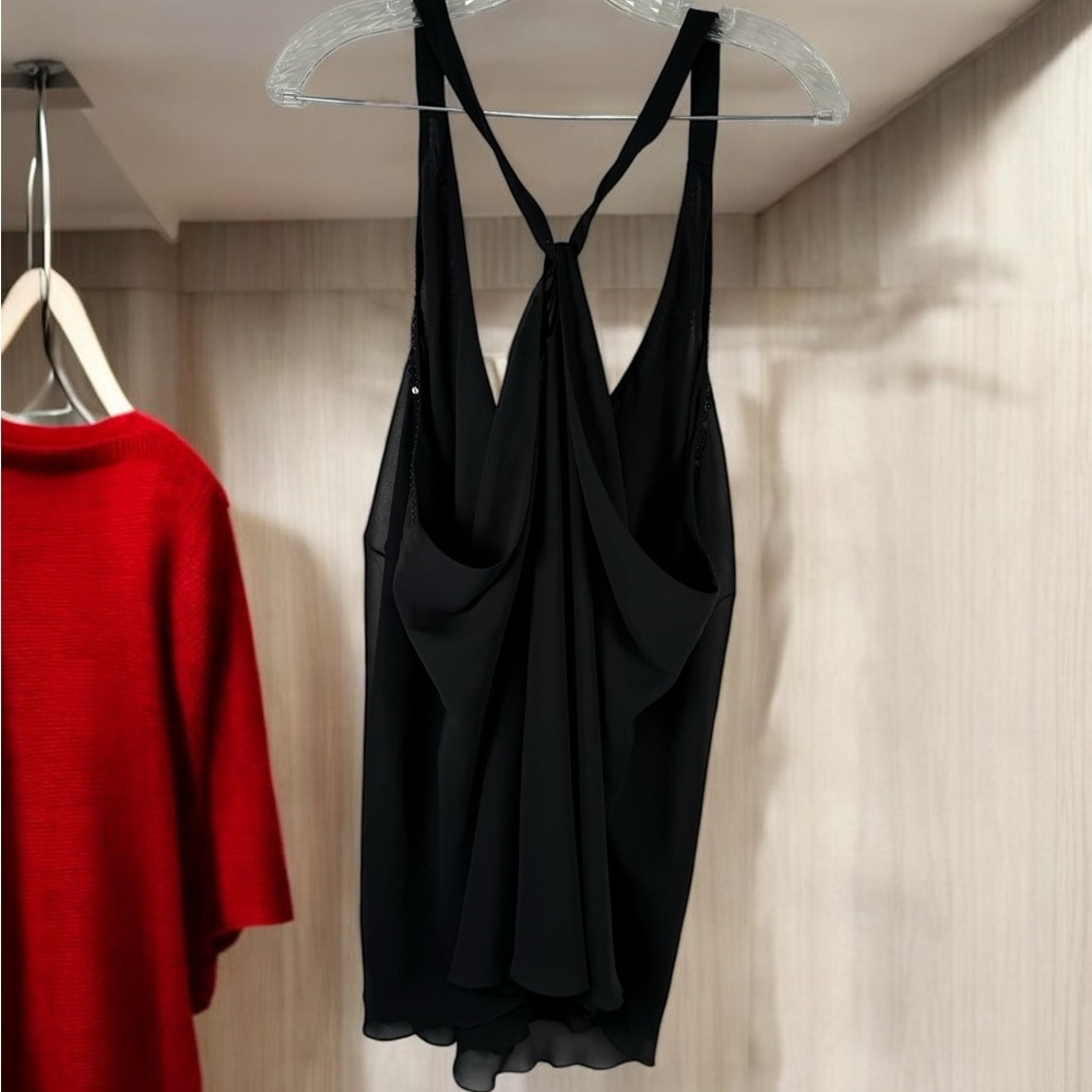 Lane Bryant Black Sequin Chiffon Tank Top - Picture 3 of 8